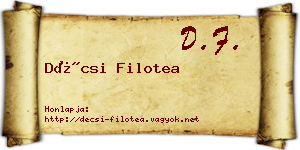 Décsi Filotea névjegykártya